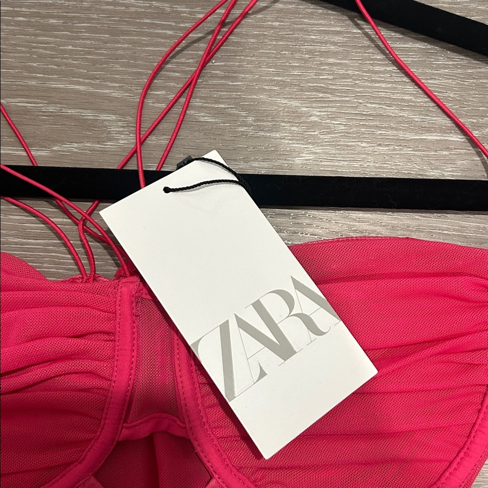 Zara Vibrant Pink Strappy Top - Picture 3 of 4